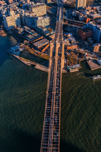 High angle view of construction site in city