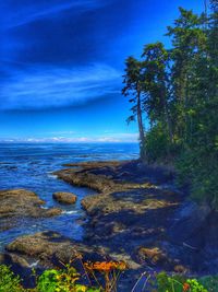 Scenic view of sea against cloudy sky