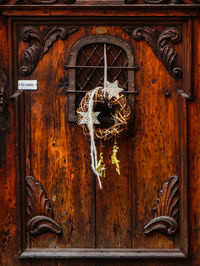Close-up of closed wooden door