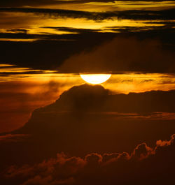 Scenic view of dramatic sky during sunset