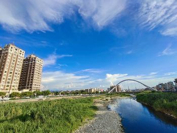 Bridge over river against sky