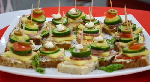 Food served in plate on table