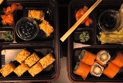 Close-up of meat on tray