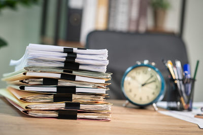 Close-up of books on table