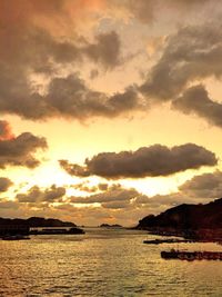 Scenic view of sea against cloudy sky