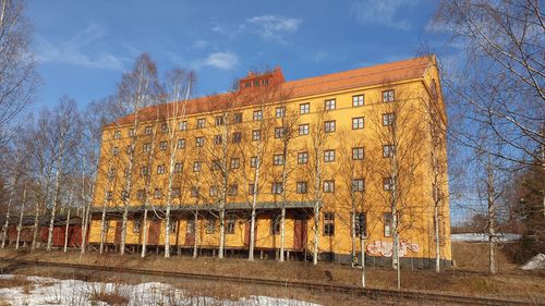 Low angle view of old building against sky