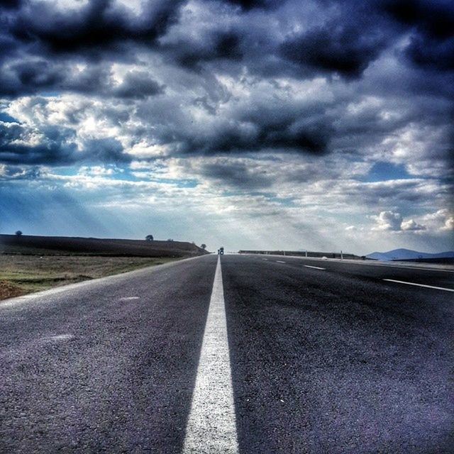 the way forward, sky, cloud - sky, cloudy, diminishing perspective, vanishing point, road, road marking, cloud, transportation, overcast, asphalt, weather, tranquility, empty, tranquil scene, storm cloud, empty road, landscape, dramatic sky