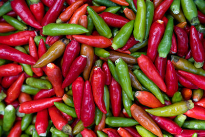 Full frame shot of green chili peppers