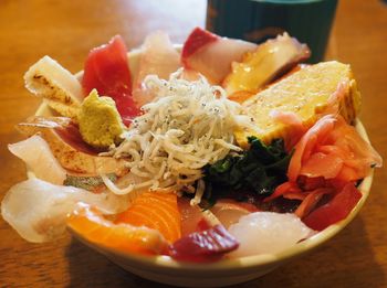 Close-up of food in bowl on table