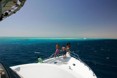 Panoramic view of sea against clear sky