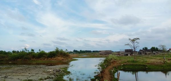 Scenic view of lake against sky