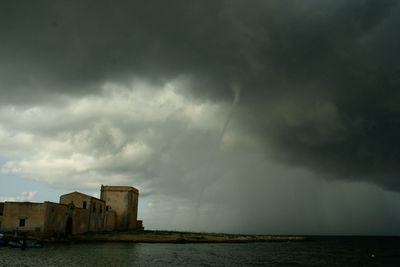 Scenic view of sea against cloudy sky