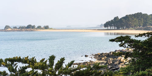 Scenic view of lake against clear sky