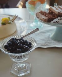 High angle view of breakfast served on table