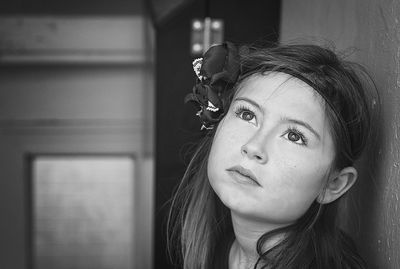 Close-up of thoughtful teenage girl