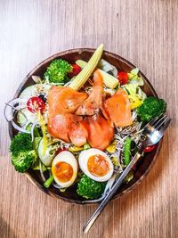 High angle view of food on table