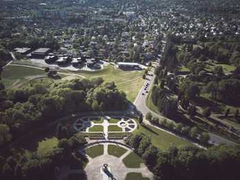 High angle view of trees growing at park