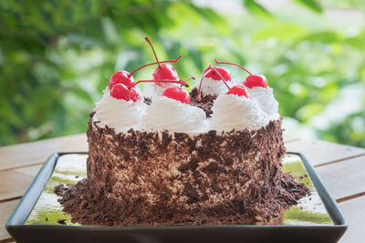 Close-up of cake on table