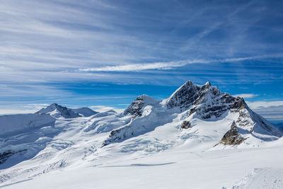 Panoramic view of winter landscape in switzerland.