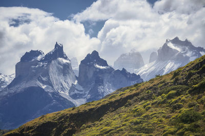 Scenic view of mountains against sky