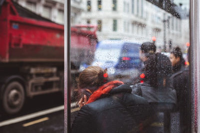 View of people in parking lot