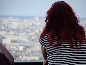 Rear view of woman looking at sea