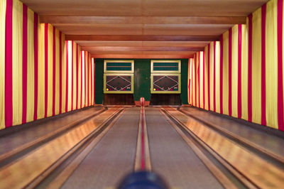 Interior of bowling alley