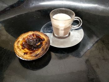 High angle view of coffee on table