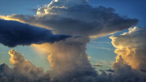 Low angle view of cloudy sky during sunset