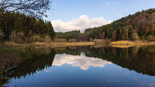 Scenic view of lake against sky