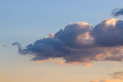 Low angle view of cloudy sky during sunset