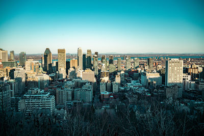 Cityscape against clear sky