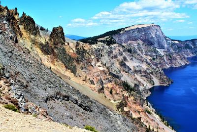 Scenic view of rock formations against sky