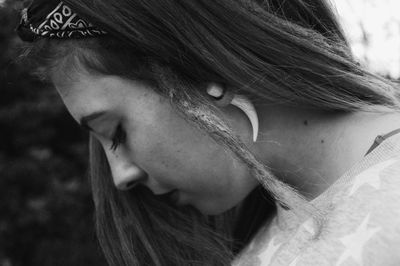 Close-up portrait of a beautiful young woman