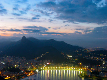 Scenic view of river against cloudy sky