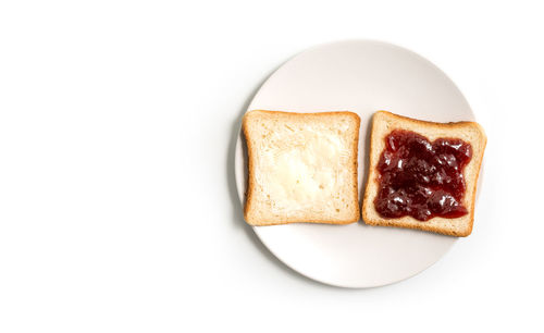 High angle view of breakfast served in plate