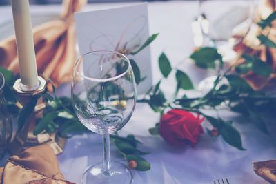 Close-up of wine glass on table