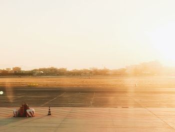 Runway against clear sky