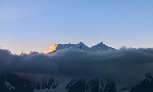 Scenic view of mountain range against sky