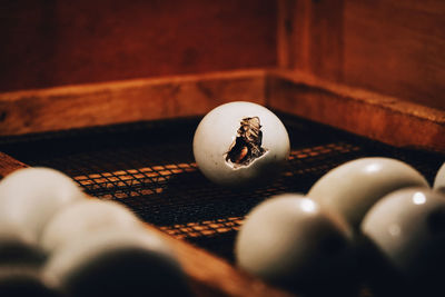 High angle view of ball on table