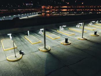 Illuminated road at night