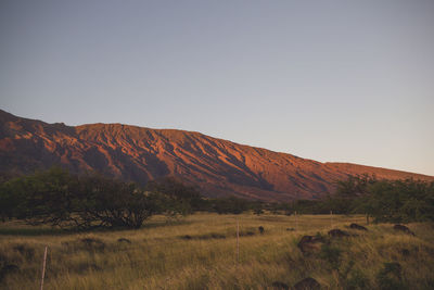 Scenic view of mountains against clear sky