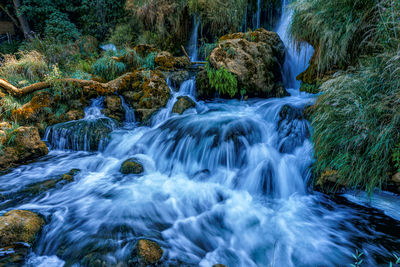Scenic view of waterfall in forest