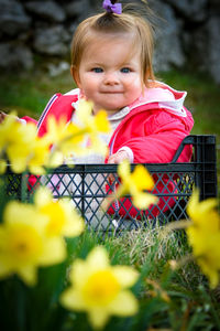 Portrait of cute girl smiling