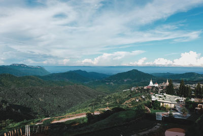 Aerial view of townscape against sky