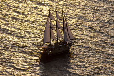 High angle view of ship on sea