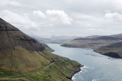 Scenic view of landscape and mountains against sky