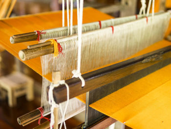 Close-up of loom