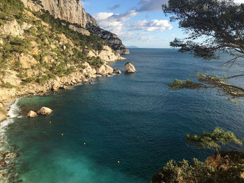 High angle view of sea against sky