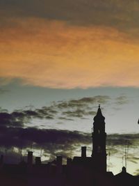 Silhouette of building against cloudy sky during sunset